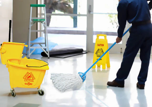 Quick Release Fiberglass Mop Handle - 60"L Fiberglass Handle / Blue