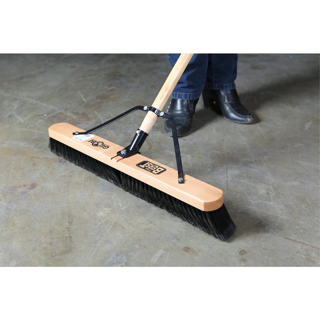 The Beast™ Assembled Wood Block Contractor Push Brooms - 18"L Head/ Medium Bristles / Black