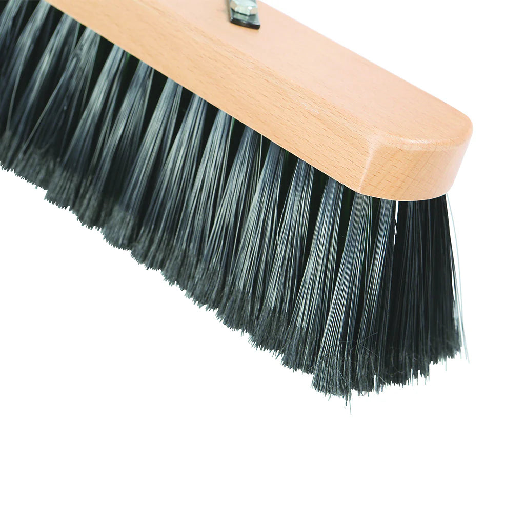 The Beast™ Assembled Wood Block Contractor Push Brooms - 18"L Head/ Medium Bristles / Black