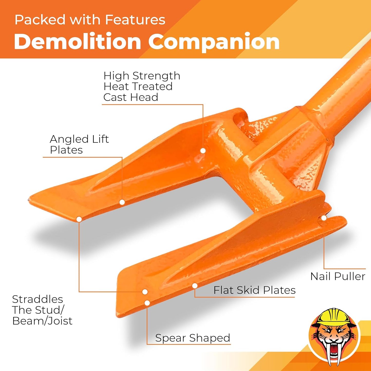 GUTSTER 48” Round Handle Demolition Bar – Versatile Wrecking Tool