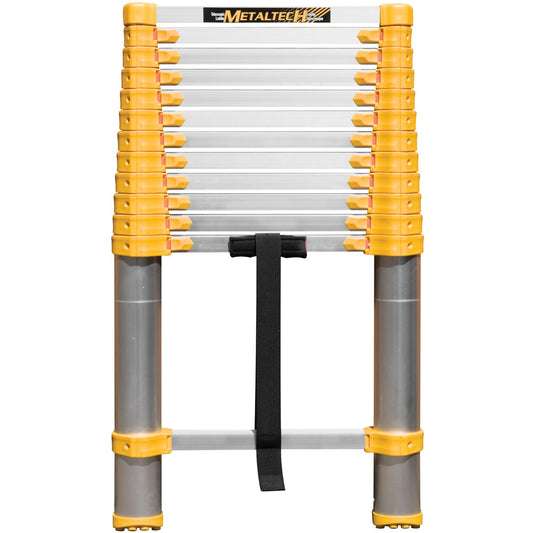MetalTech VC441 12.5 ft telescopic ladder compact folded position yellow locking collars