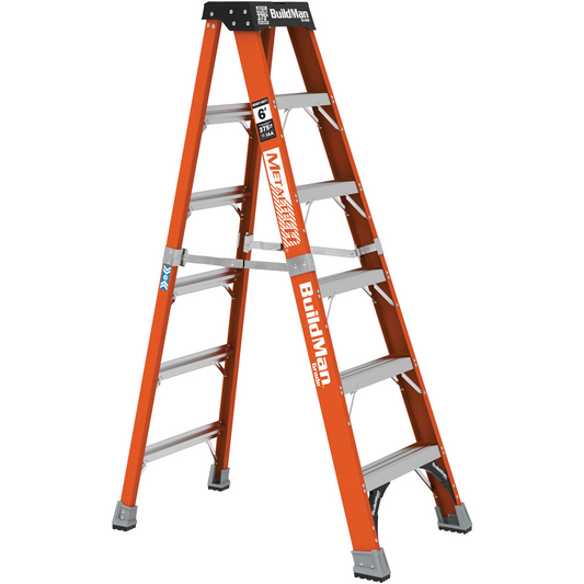 MetalTech BuildMan VD737 6 ft 375 lb Type IAA stepladder open