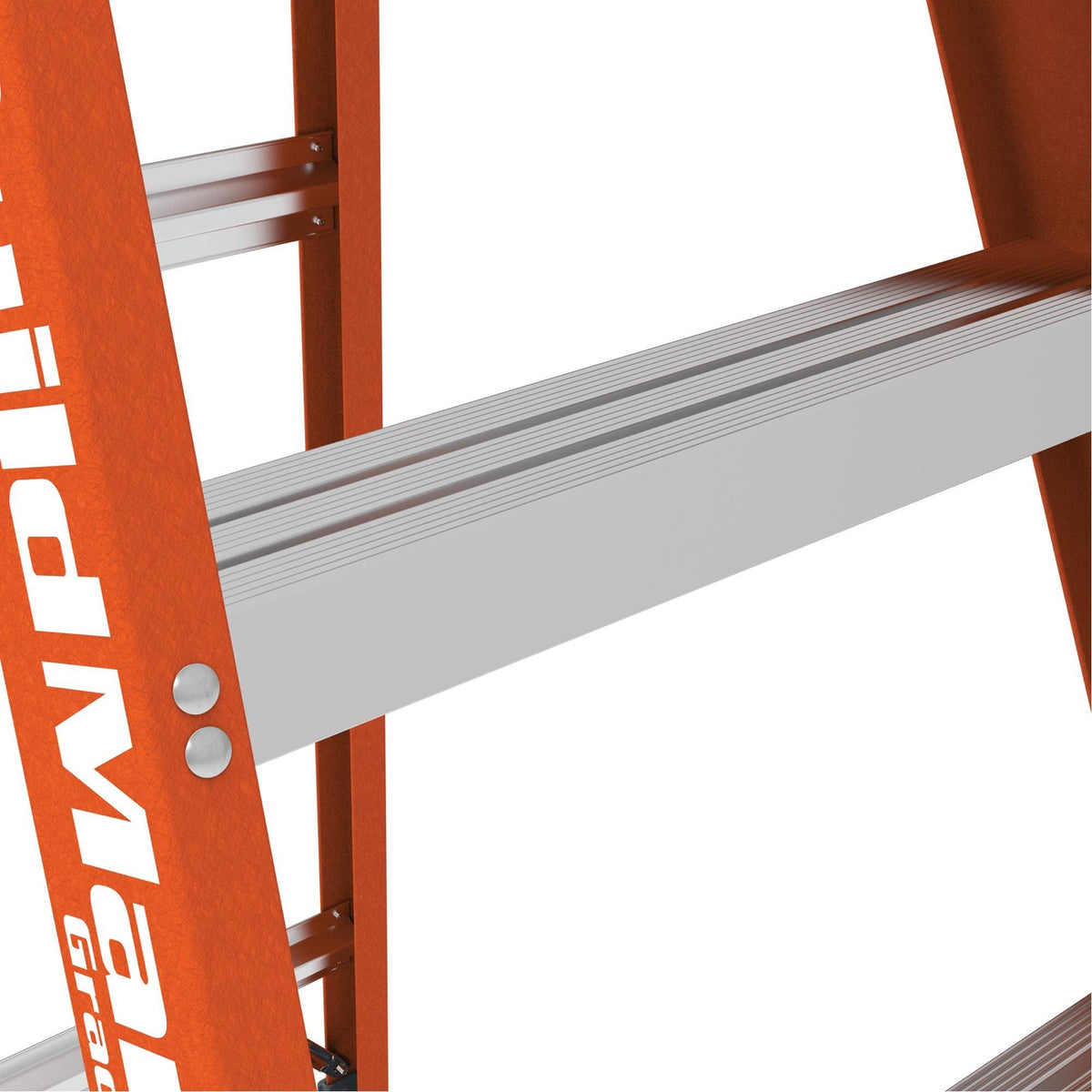 MetalTech BuildMan ladder aluminum step close up
