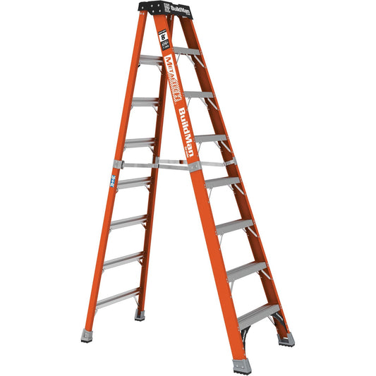MetalTech BuildMan VD713 8 ft 375 lb Type IAA fiberglass step ladder open