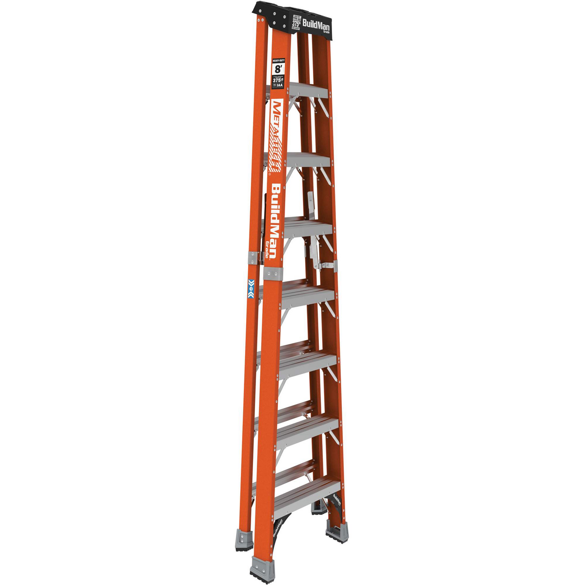 MetalTech BuildMan VD713 8 ft fiberglass step ladder folded