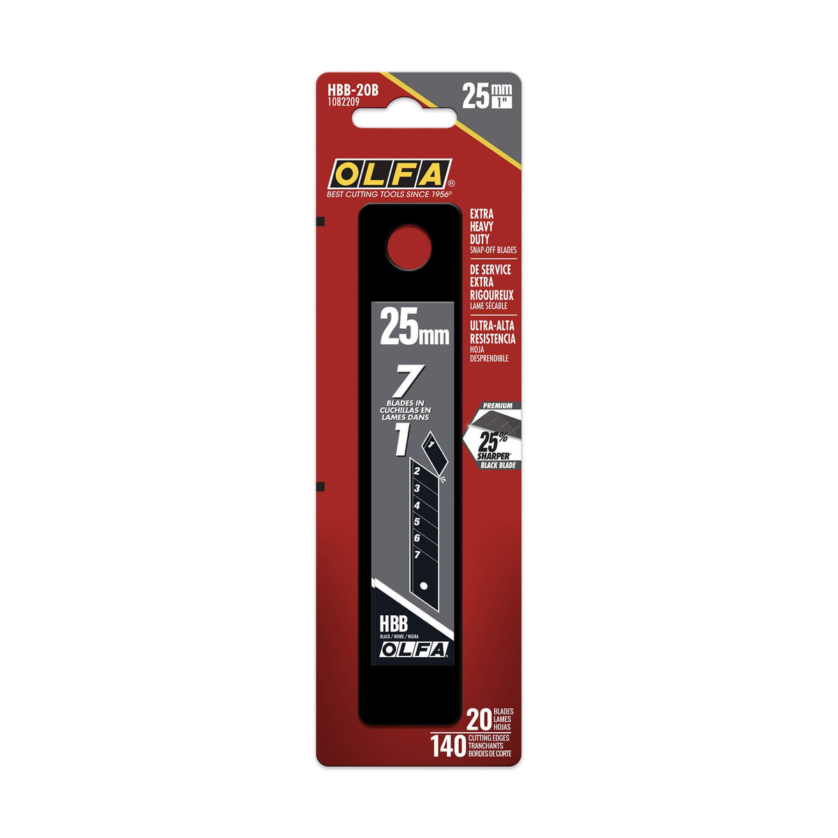 OLFA HBB-20B 25 mm black snap-off blades 20-pack manufacturer product picture