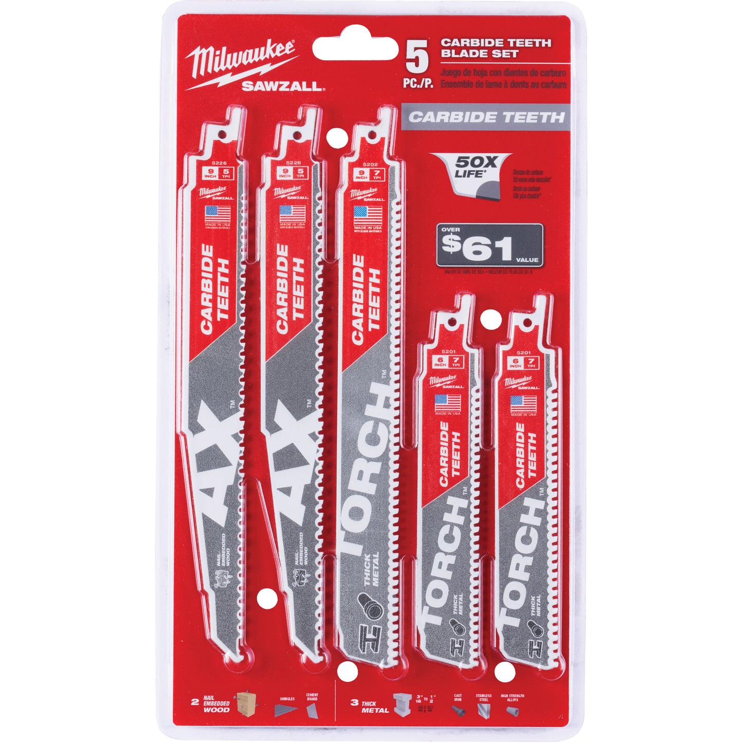 MILWAUKEE Sawzall® Carbide Teeth Blade Set