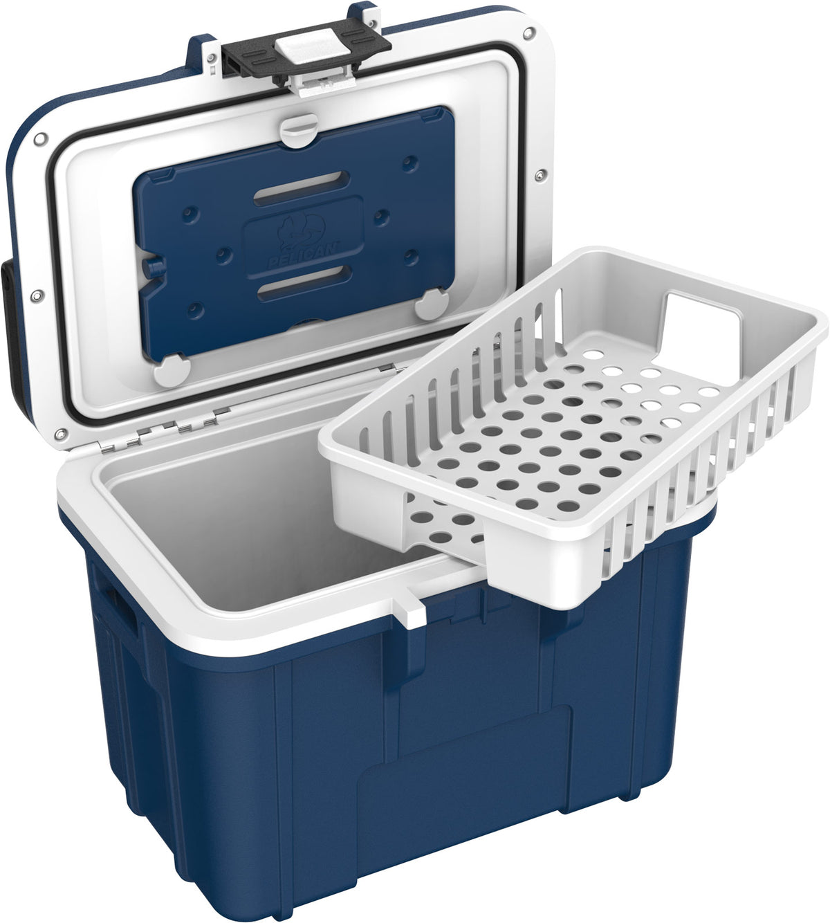 Pelican 8 QT cooler in Midnight Blue / White